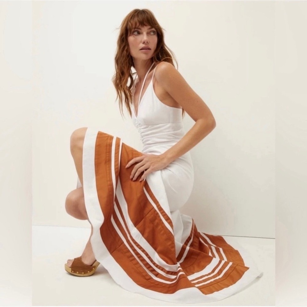 Veronica Beard Fitz Halter Ruched Fit-And-Flare Midi Dress